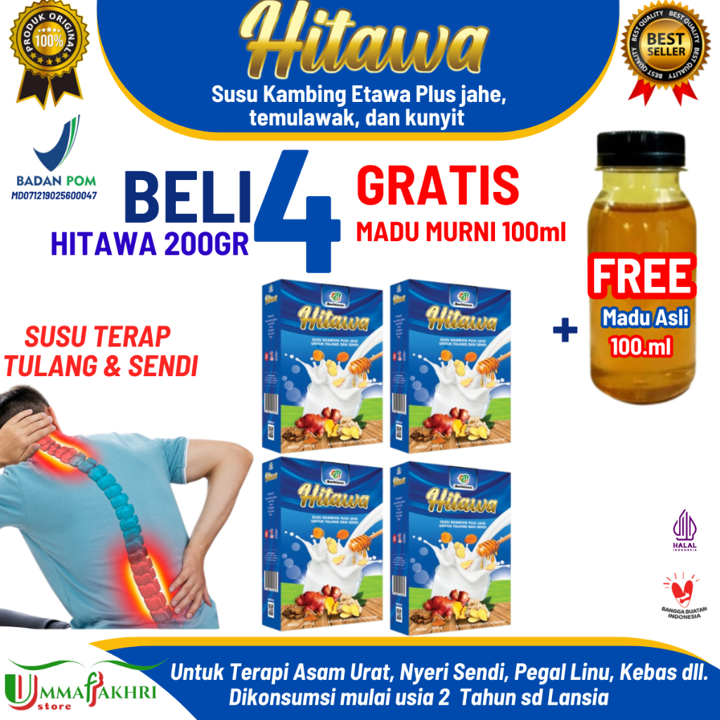 

[Paket 4 box] Hitawa Susu Kambing Etawa plus Jahe dan Herbal Free 1 Hadiah