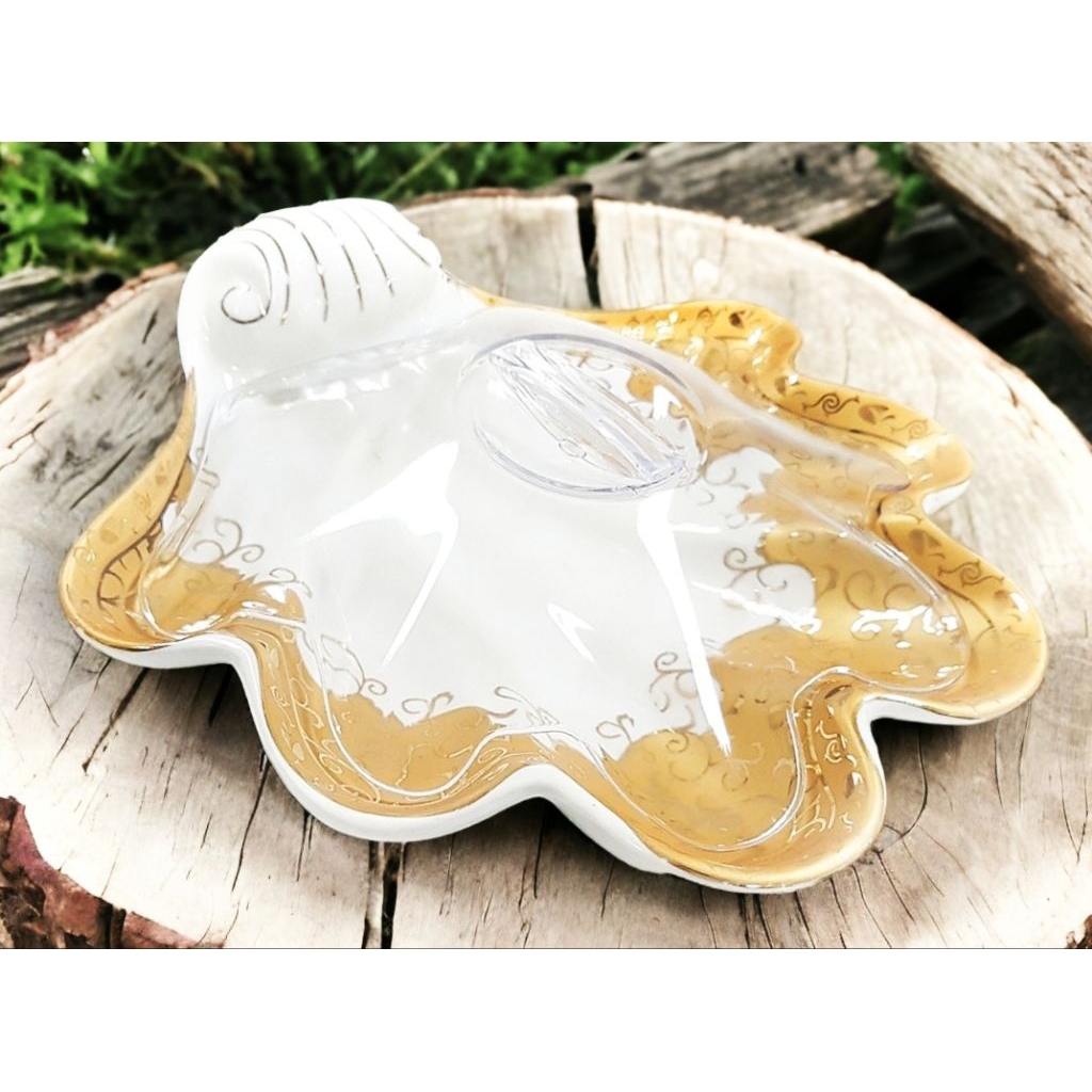 Piring kerang VICENZA H11-C MARIGOLD dengan tutup, piring kue yang ideal baik sebagai piring makan m