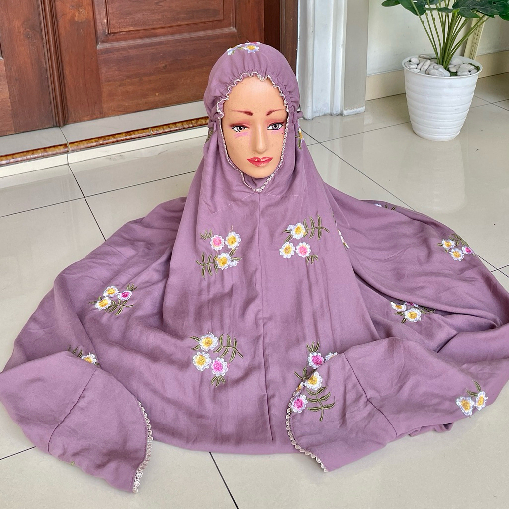 MUKENA RAYON TWILL PREMIUM TERUSAN DEWASA BORDIR