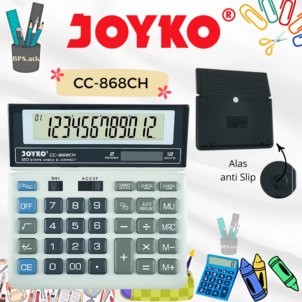 

JOYKO Calculator / Kalkulator Banyak di Cari CC - 868CH 12 Digits Check & Correct Kalkulator Sekolah / Kantor