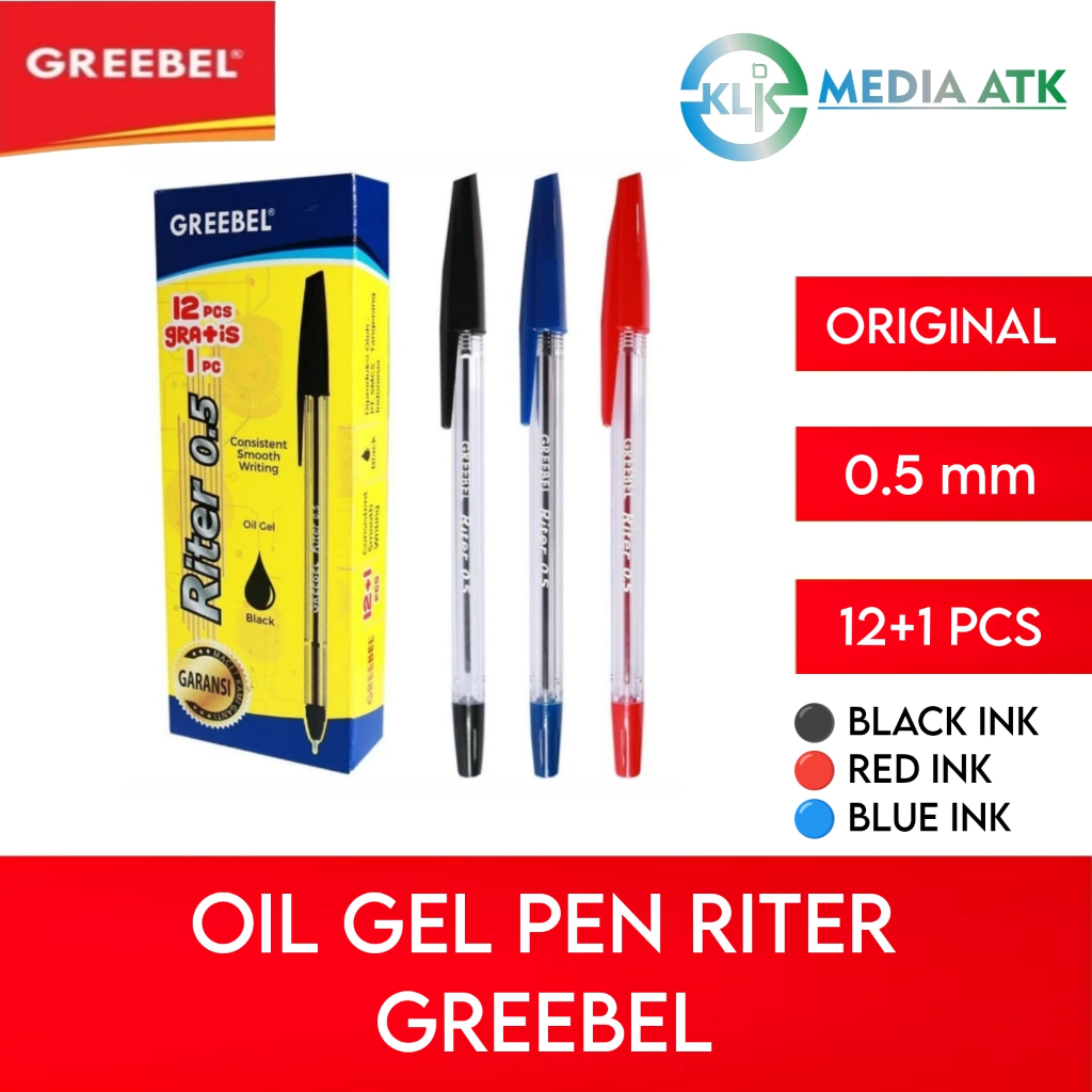 

Greebel Riter 0.5 Pen Oil Gel - 12 Pcs Bonus 1 Pcs