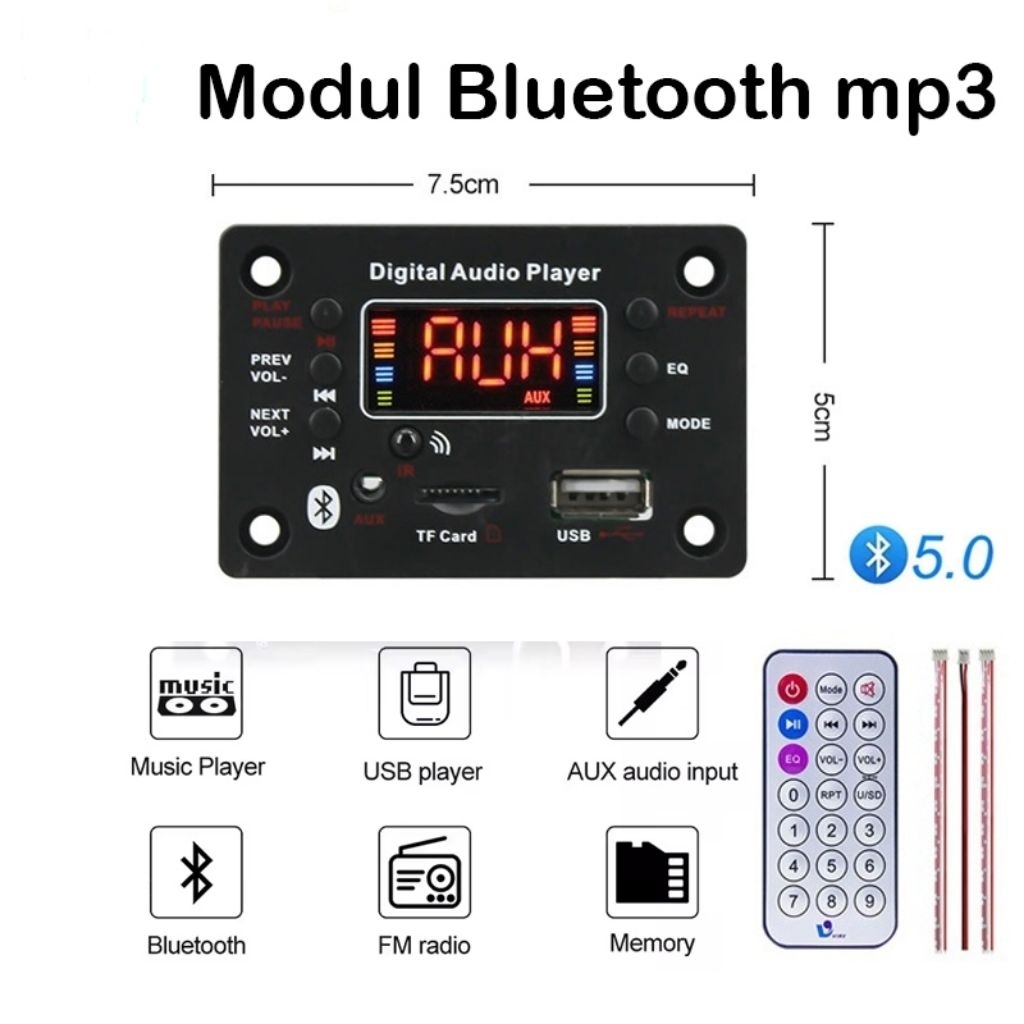 12V Papan Audio dekoder Karaoke MP3 Bluetooth kit modul USB Radio FM