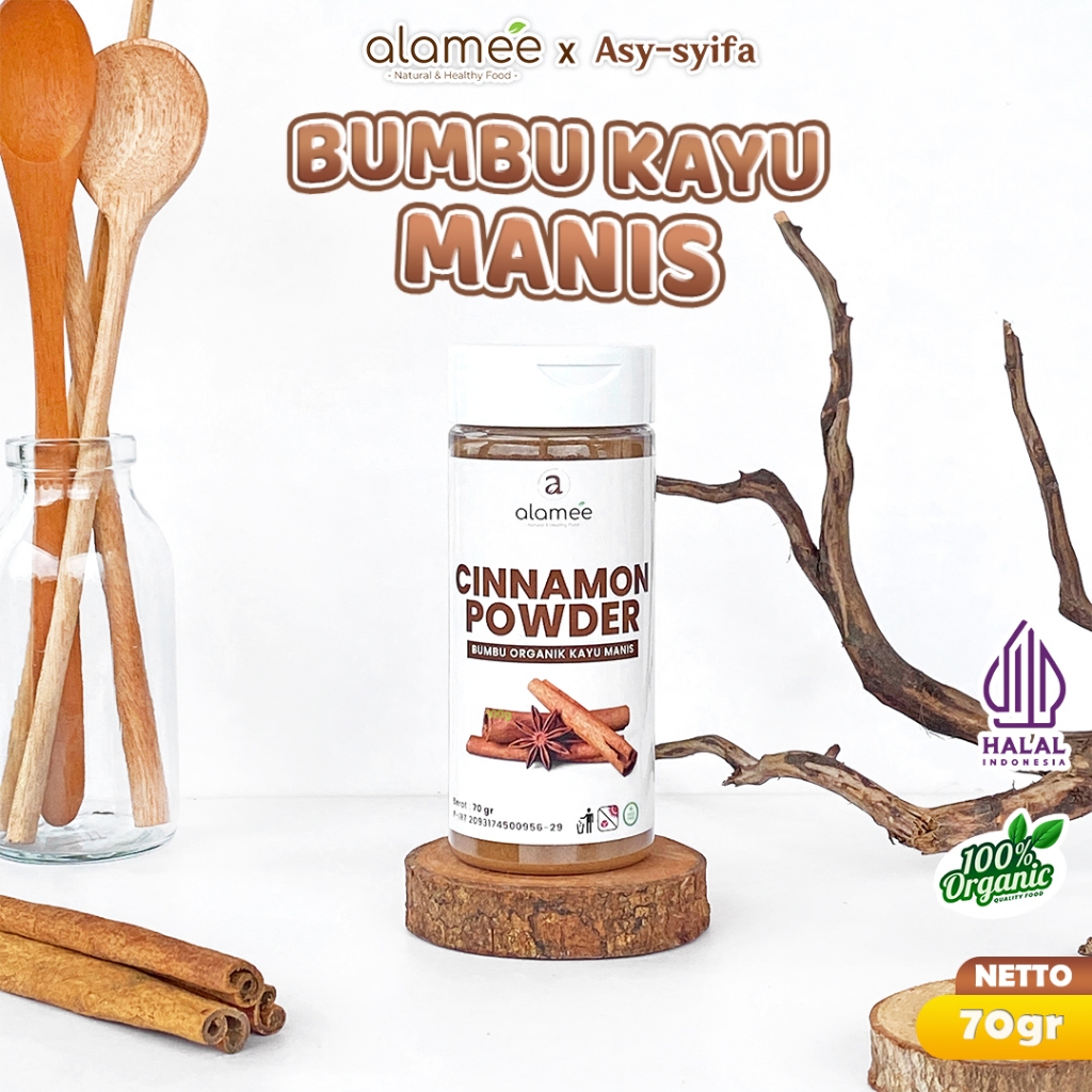 

ALAMEE Kayu Manis Bubuk Cinnamon Seasoning Powder kayumanis Murni Tanpa Campuran Bumbu Organik 75g