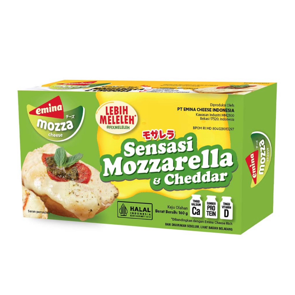 

EMINA Cheese Mozzarella Box 160 g | emina Cheese Mozza Keju Lembaran Mozzarella & Cheddar 5 x 15 g