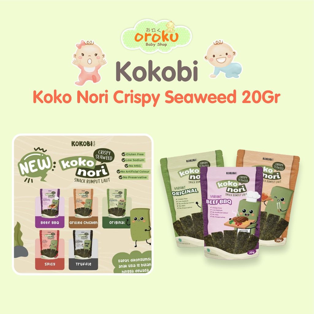 

KOKOBI KOKO NORI CRISPY SEAWEED 20GR / CAMILAN SNACK RUMPUT LAUT