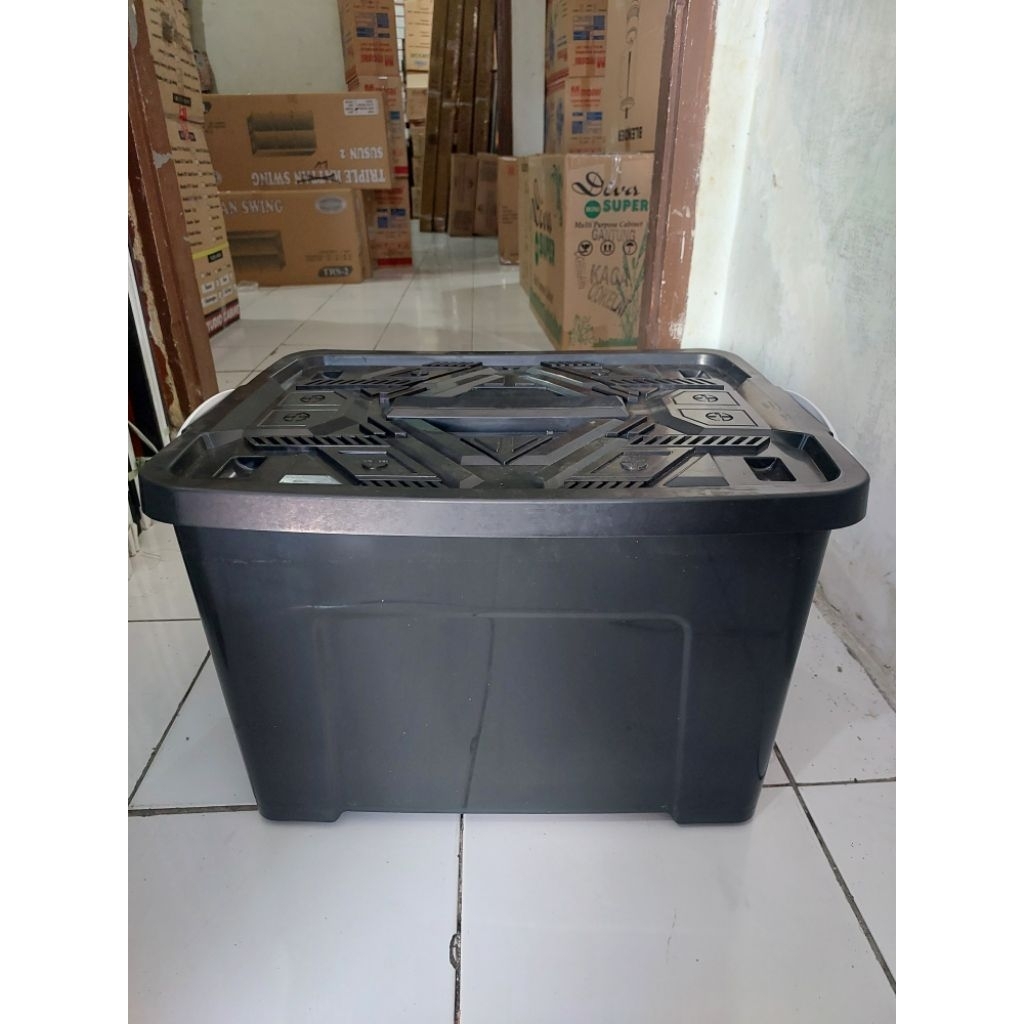 Container box hitam 55 liter box penyimpanan serbaguna bahan tebal