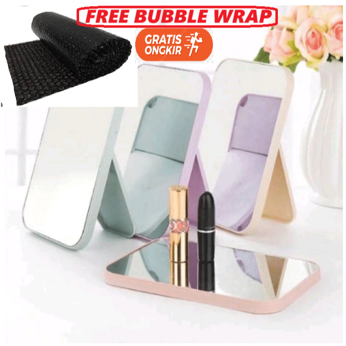 CERMIN LIPAT PERSEGI PORTABLE / STANDING BEAUTY MIRROR KACA DUDUK UNTUK RIAS MAKEUP WAJAH
