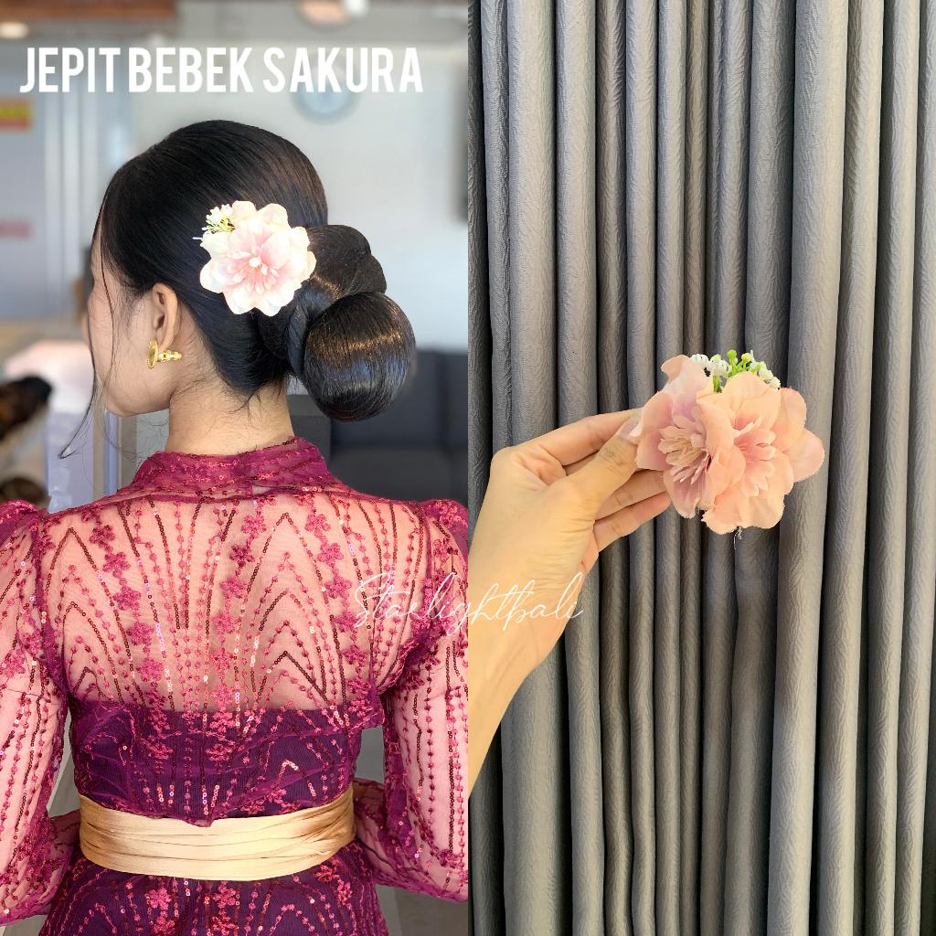 STARLIGHT BALI - Jepit Bebek Bunga Sakura / Karet ulir premium / rambut ulir / rambut cepol / sanggu