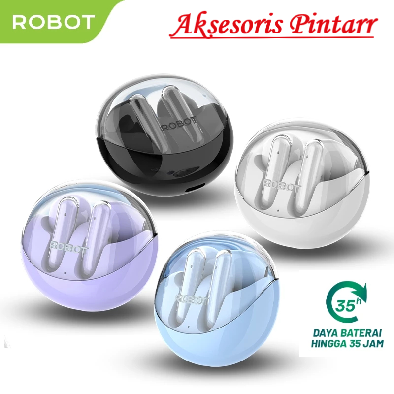ROBOT T30 FLYBUDS TWS Wireless Earphone Transparent Case Bluetooth 5.3 Original