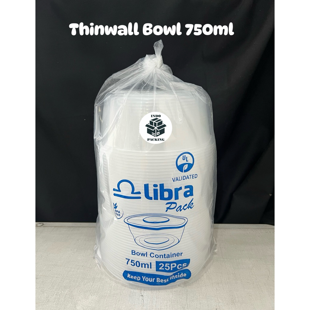 (isi 25) Thinwall Bowl Libra 750ml / Bowl Container  / Tempat Salad / Mangkuk Dawet / Bowl Plastik /