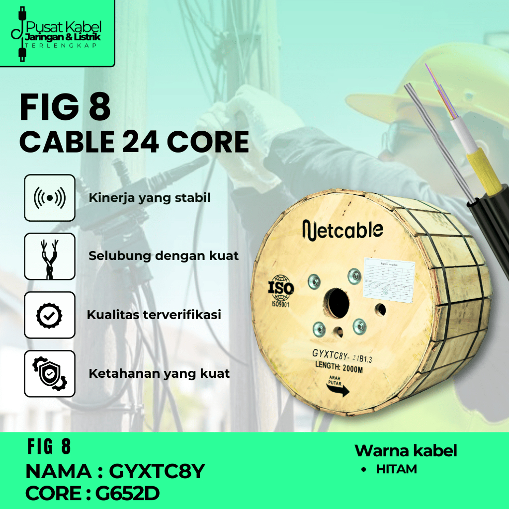 Kabel Fiber Optik Mini Fig 8 24 Core 2KM NETCABLE | Kabel FO Fig8 2000 meter