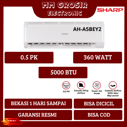 SHARP AC 0.5 PK 1/2 PK AH-A5BEY2 AH A5 BEY2 AHA5BEY2 LOW WATT BEKASI MURAH GARANSI RESMI