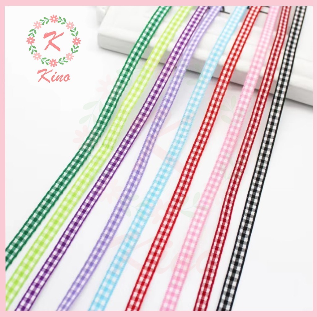 

[PER SLOP] Pita kotak plaid 1/2 inch jahit tepi pita kado souvenir pernikahan aksesoris pesta