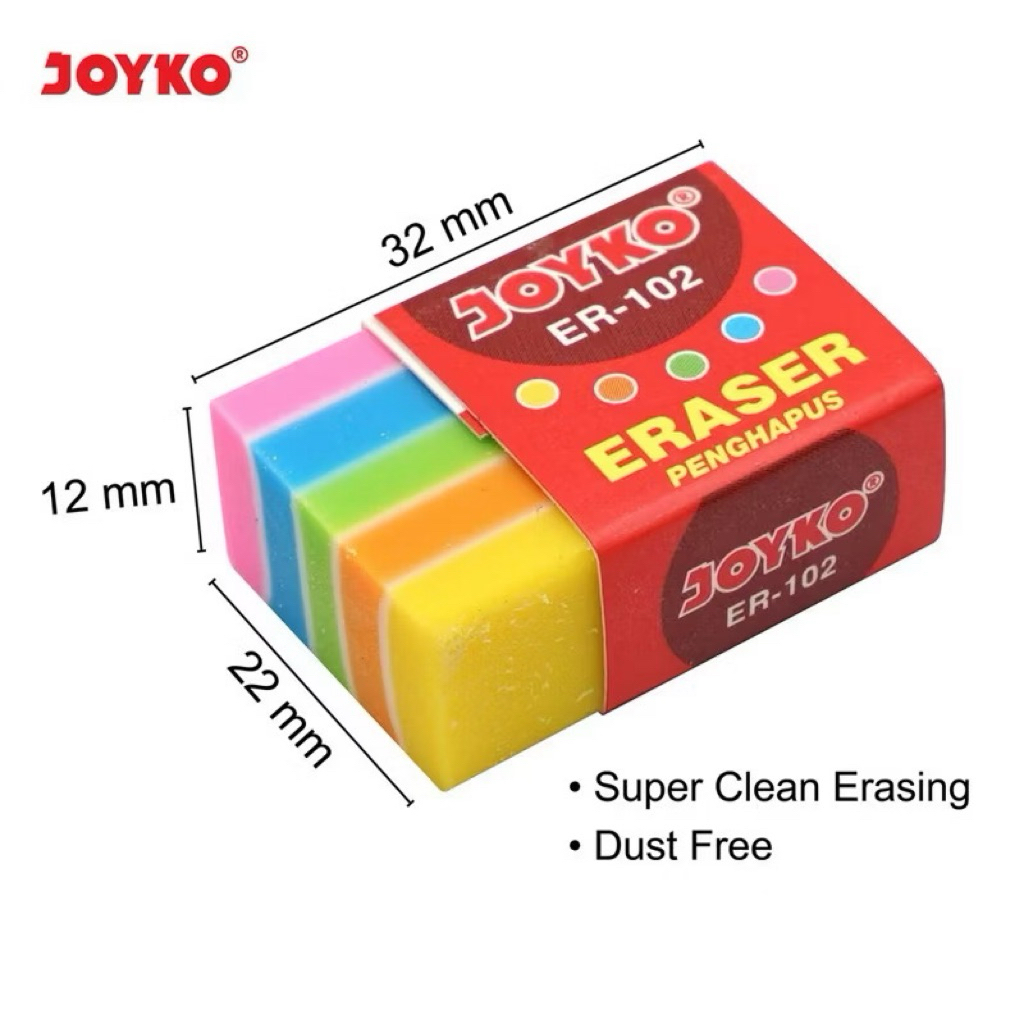 

( 10 BIJI ) Eraser / Penghapus Joyko ER-102 Penghapus Rainbow