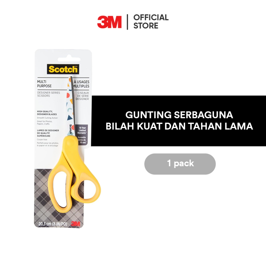 

3M™ Scotch™ 1428-P22-EF Multipurpose Scissors Printed 8, Gunting Serbaguna, Bilah Kuat dan Tahan Lama