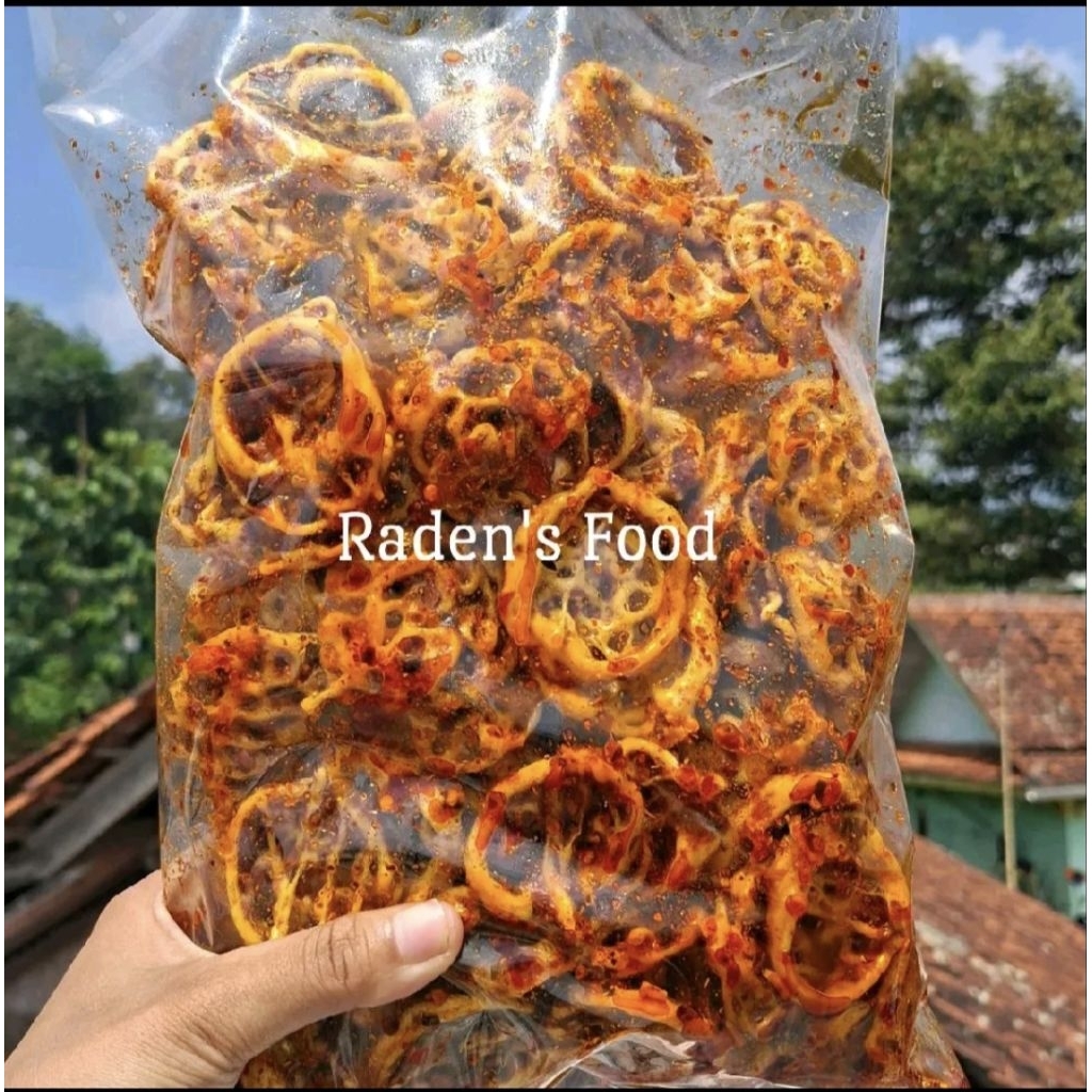 

Pukmie Kerupuk Mie Bantat pedas Daun Jeruk Kemasan 500 Gram