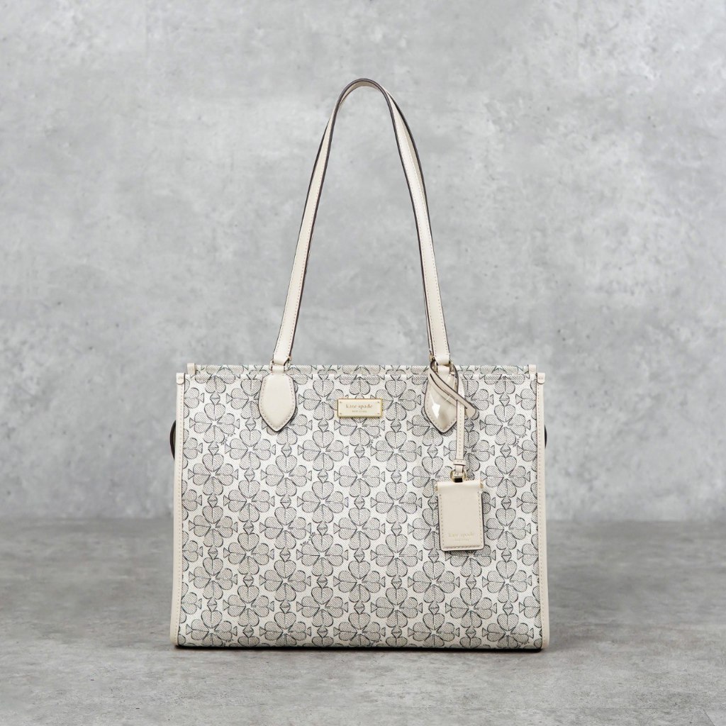 KS Jacquard Floral Grey Open Tote Bag