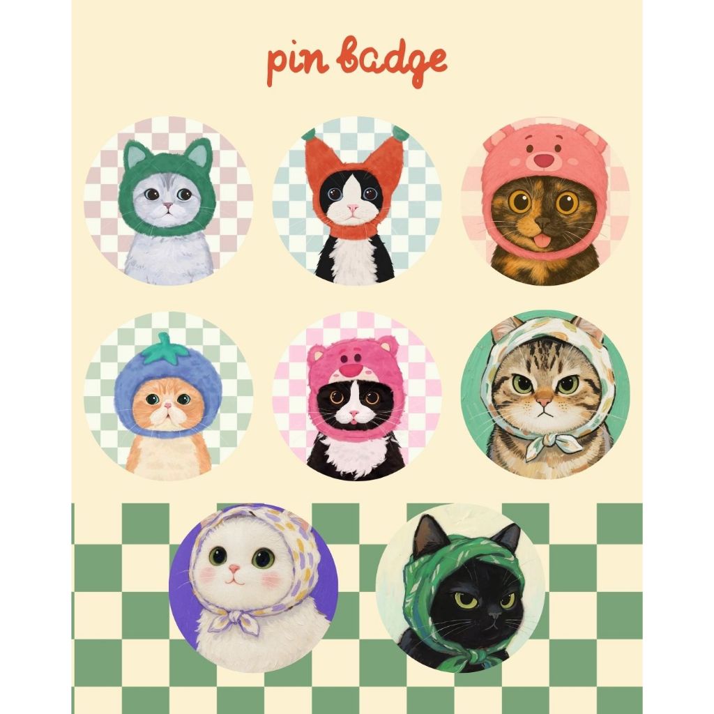 Pin Button Cute Cat / Pin Peniti Kucing lucu