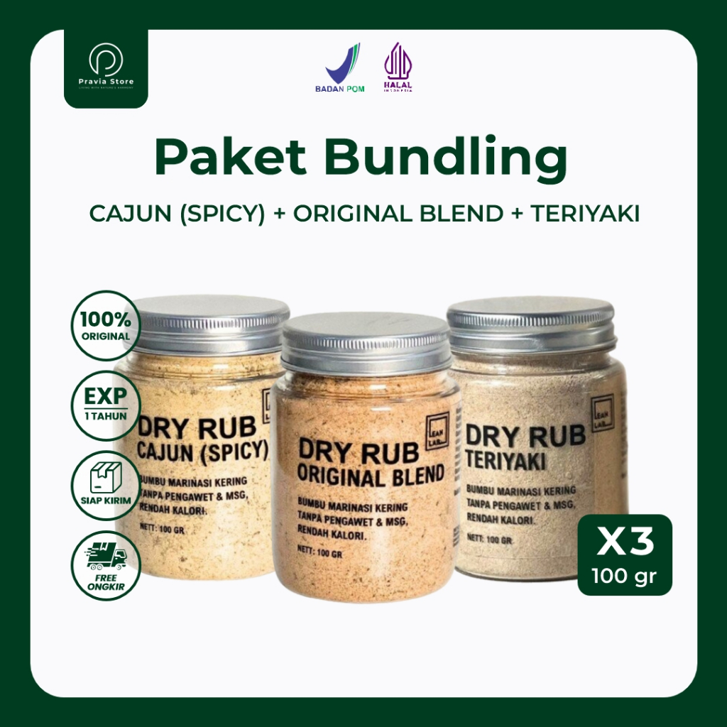

Bumbu Marinasi Serbaguna Dry Rub Lean Lab Lezat & Mengempukkan Daging Ayam Sapi Udang Ikan Non-MSG