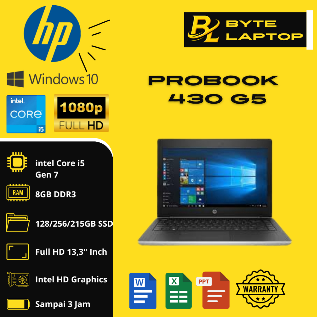 HP PROBOOK 430 G5 Laptop Secon Spek Gahar,Core i5 Gen 8/Ram 8/Ddr4/Ssd256-512 Gb