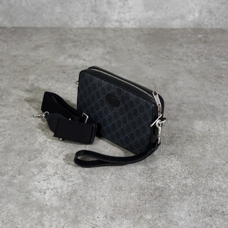 Tas GG OVAL LOGO GG MONOGRAM BLACK CLUTCH SLING BAG 100% ORIGINAL