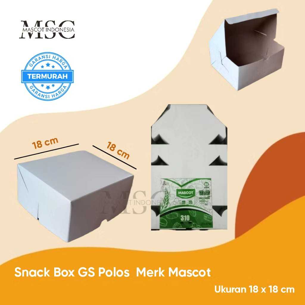 Snack box GS Polos Merk Mascot | Meal Box Polos Merk Mascot ukuran 18 x 18 cm