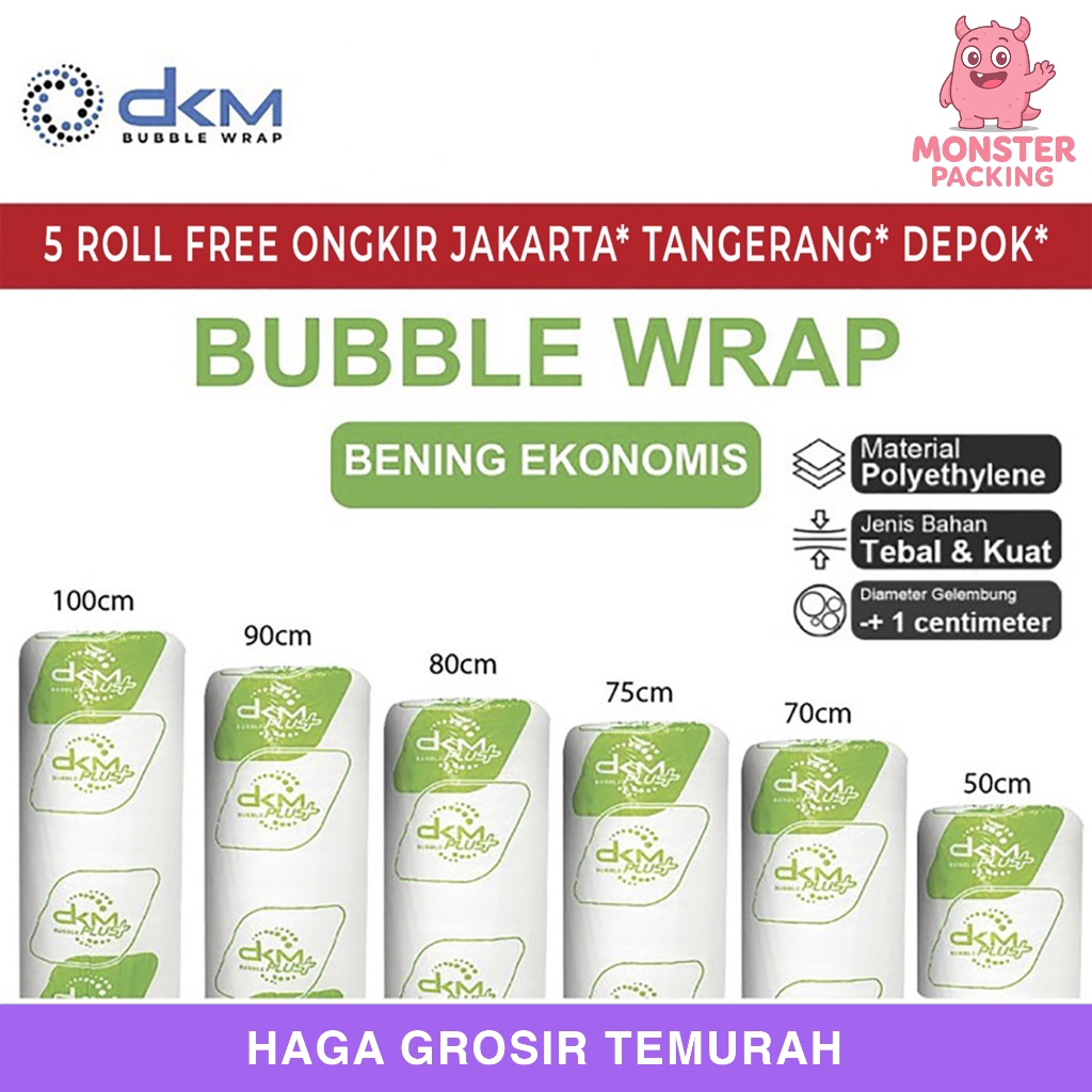 

Plastik Bubble Wrap Bening Ekonomis 50M TEBAL DKM+ Bubblewrap ROLL