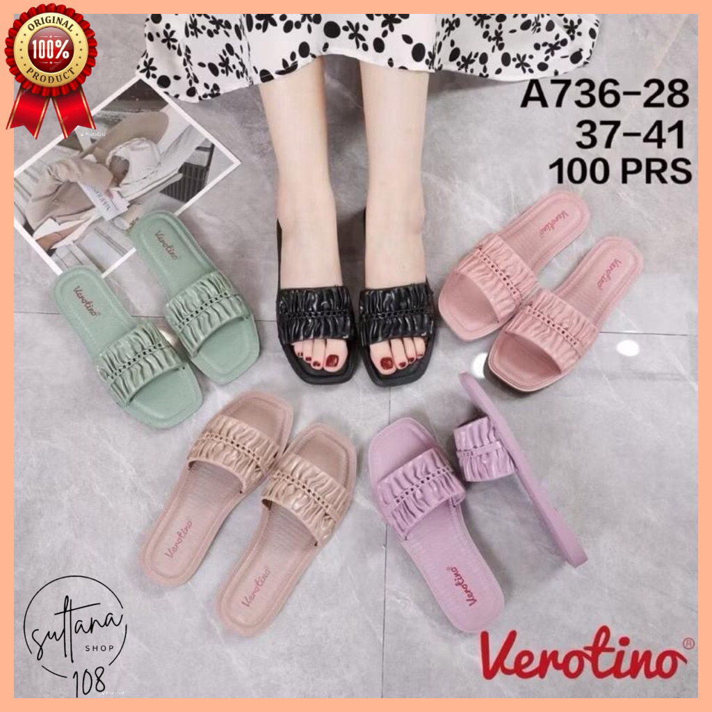 Sandal Jelly Verotino A736 Sandal Jelly Slop Kerut Rantai Terbaru