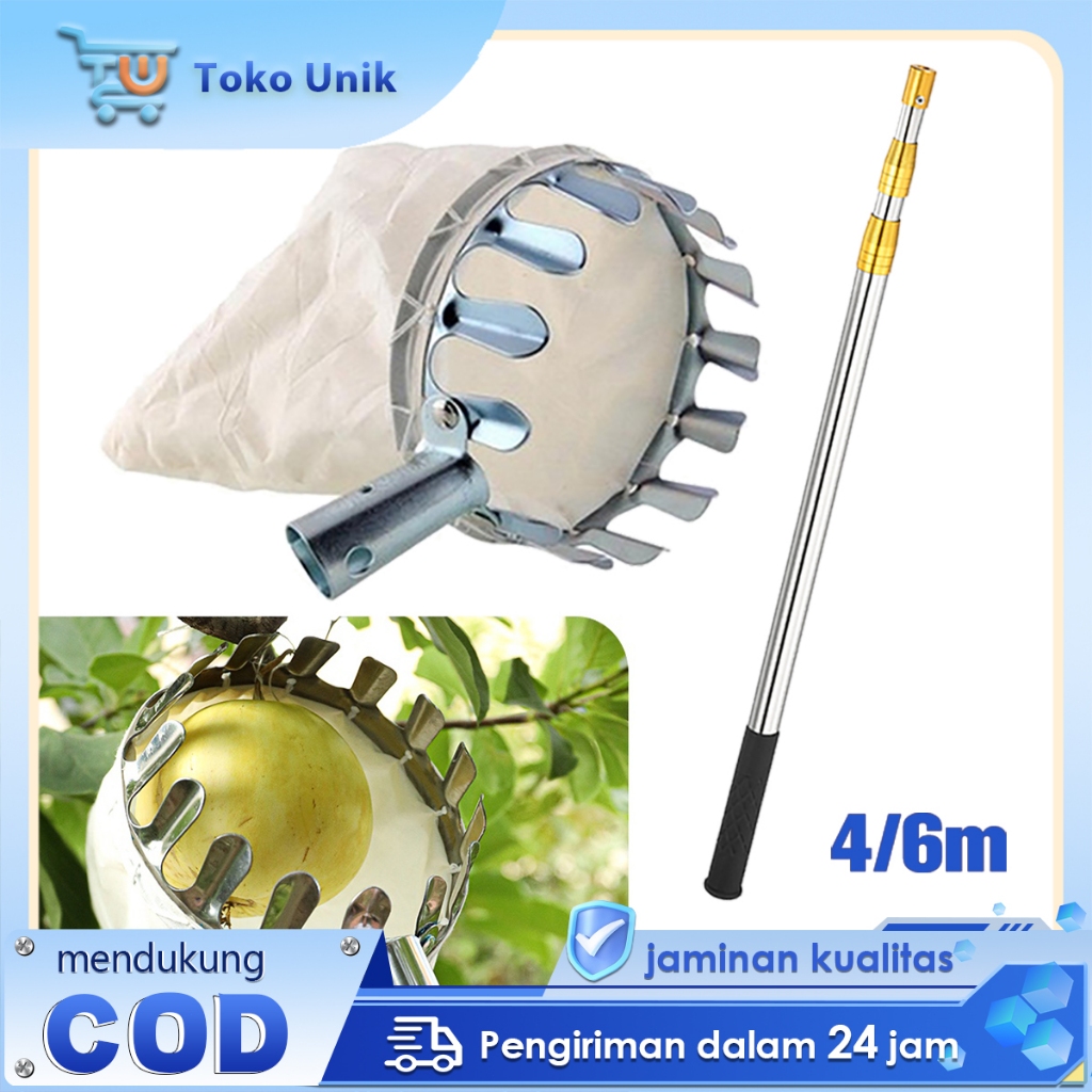 Tiang Teleskopik Pemetik Buah 4 Meter 6 Meter Tongkat Pemetik Buah Jaring Pemetik Buah Fruit Picker