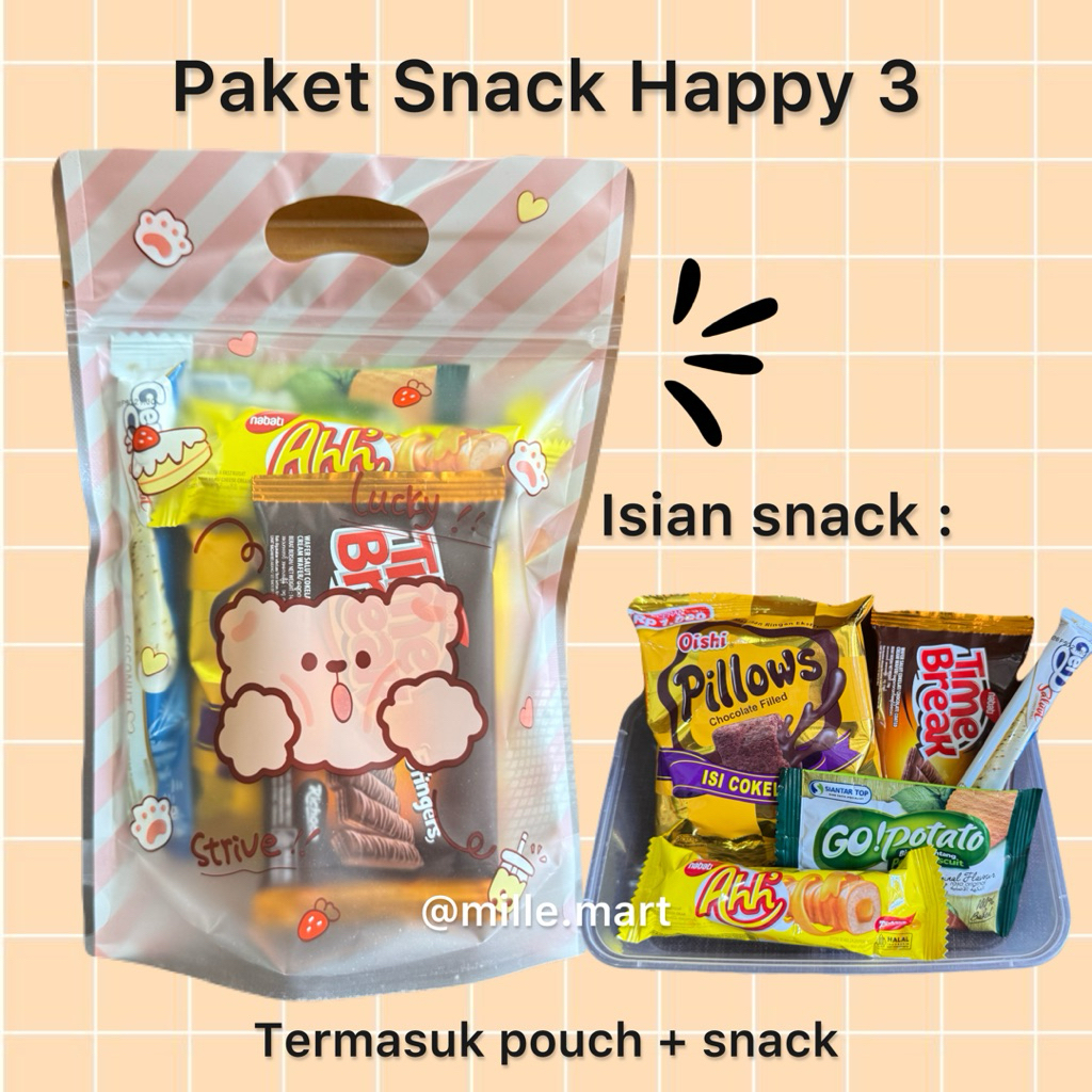 

Paket Happy 3 - Goodiebag tas ulang tahun snack/ziplock goodie bag/Paket Ulang Tahun Anak/Bingkisan Ulang Tahun Anak/Souvernir Pesta Ulang Tahun/Hampers Ulang Tahun Anak/Paket Makanan Ringan Anak