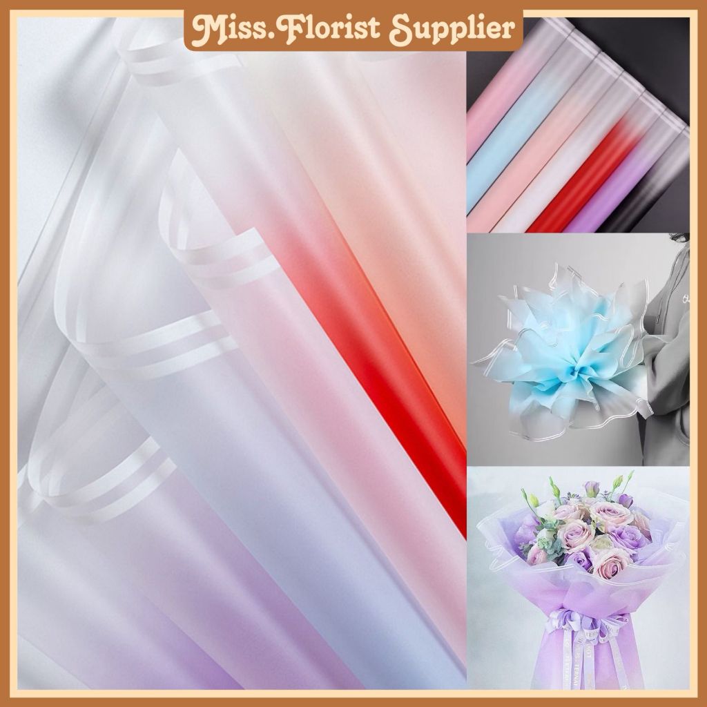 

[5 PCS] 020.FLOWER WRAPPING GRADIENT COLOR CELLOPHANE WATERPROOF KERTAS BUKET BUNGA FLOWER WRAP/ PEMBUNGKUS