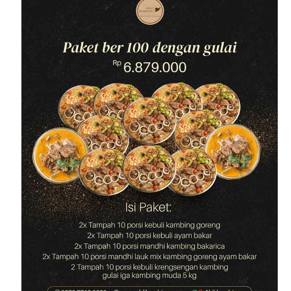 

Paket Sajian Acara Tampah 100 porsi - Ahli Kambing