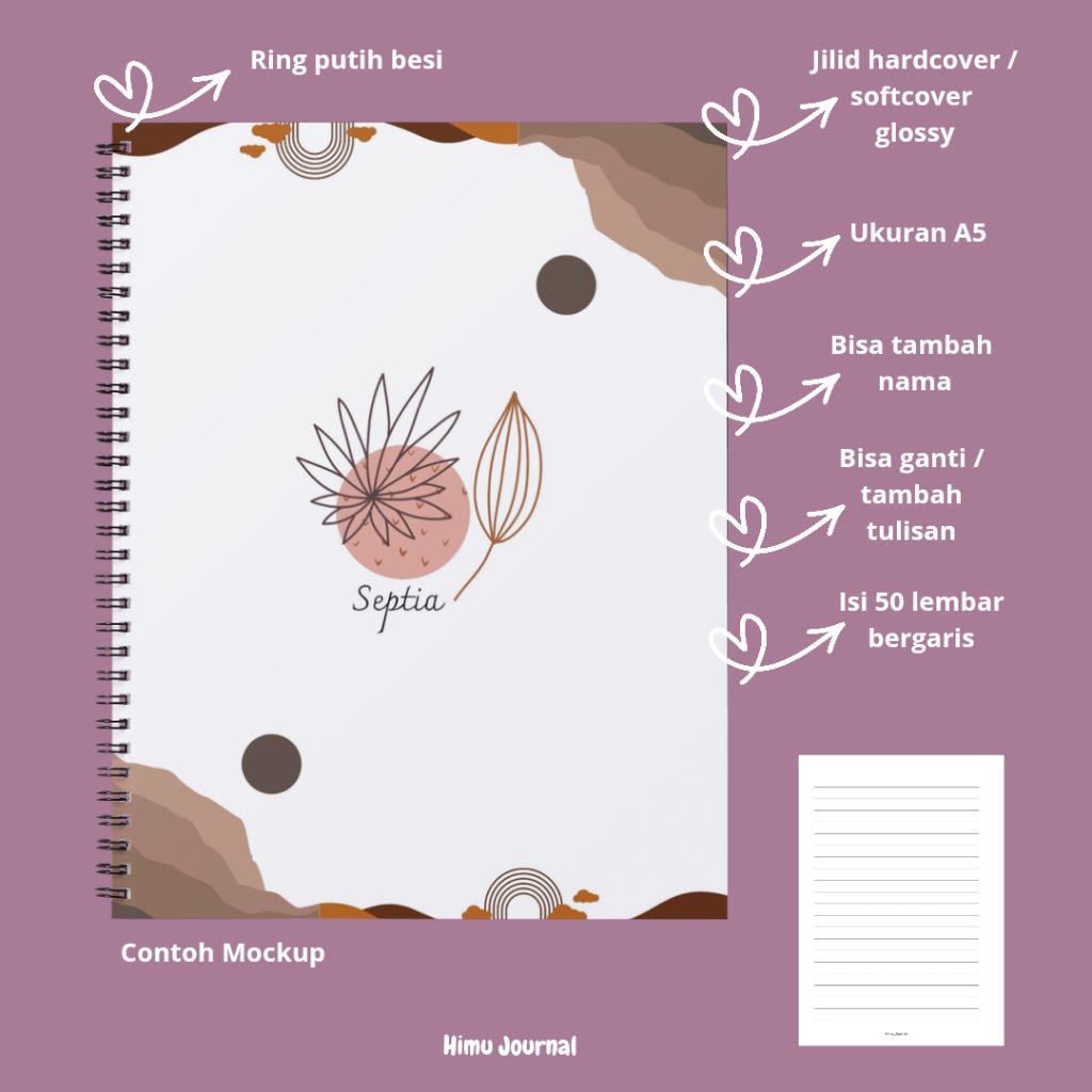 

Notebook custom hardcover A5 himu journal notebook custom aesthetic