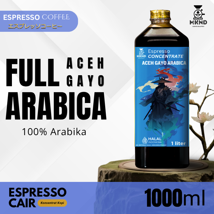 

MKND COFFEE ROASTERY - Kopi Arabika Aceh Gayo Espresso Cair 1 Liter | Konsentrat Kopi Espresso Medium Dark Roast