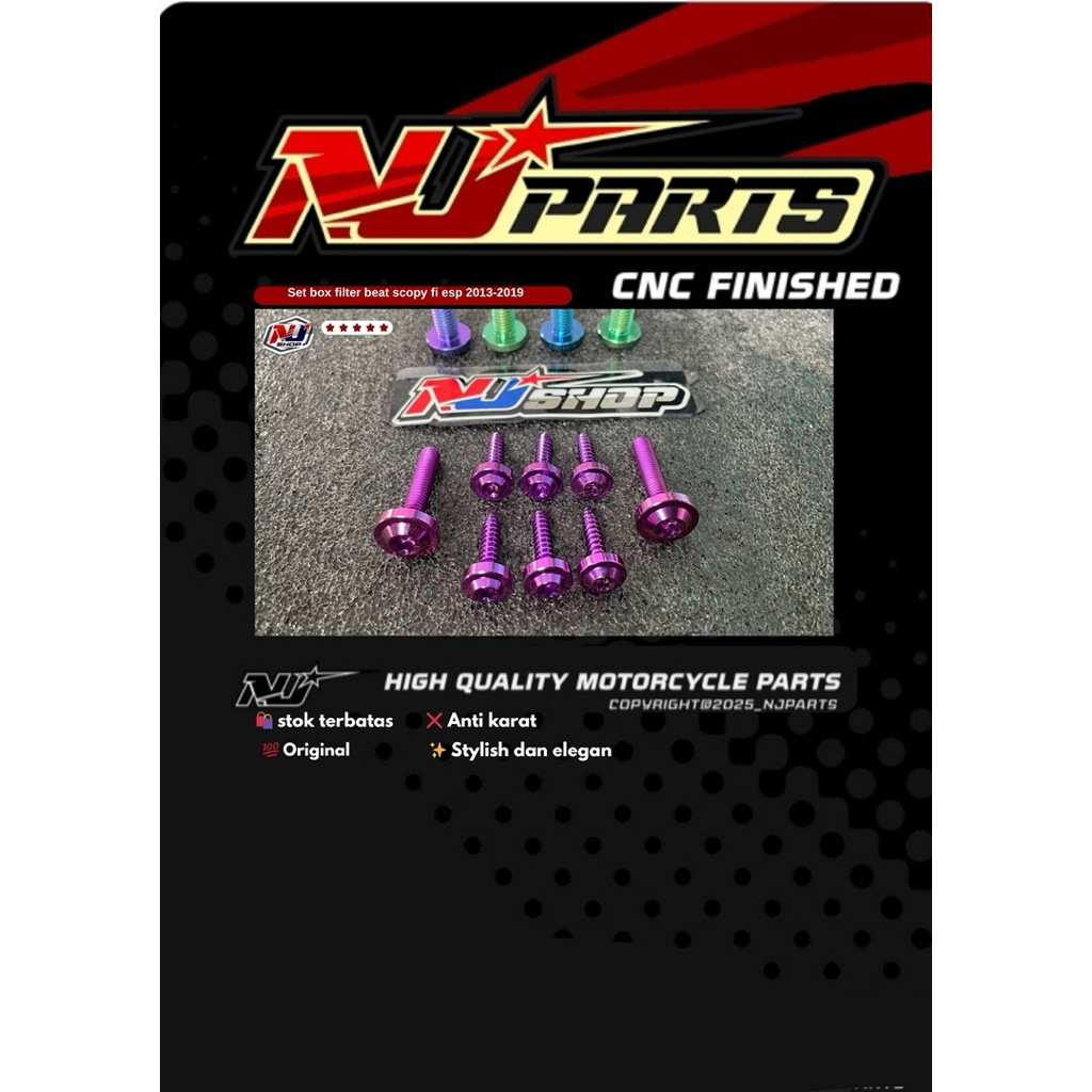 set baut titanium baut box filter beat scopy fi esp baut isi 8pcs baut titanium original baut box fi