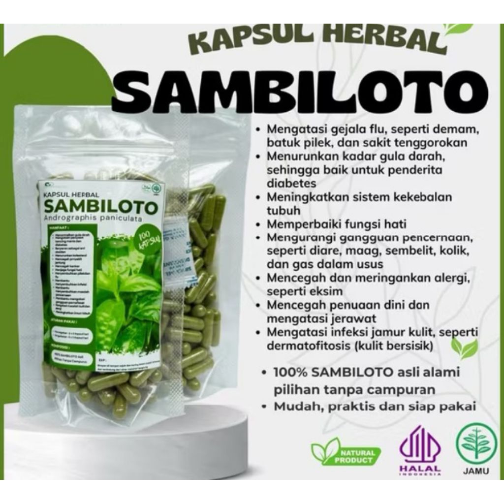 

kapsul sambiloto isi 100butir/sambiloto kapsul 1pack 100butir