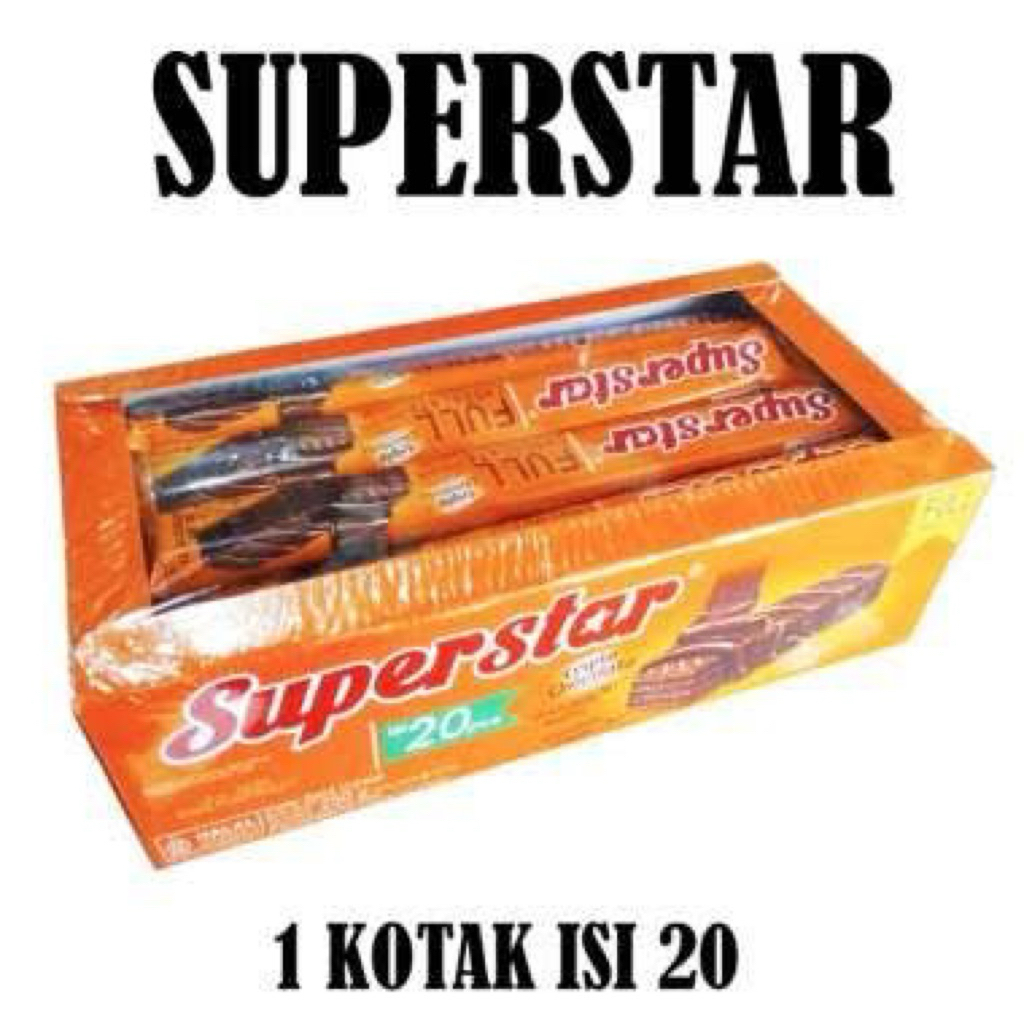 

WAFER COKLAT ROMA SUPERSTAR TRIPLE CHOCOLATE BOX 20 PCS x 16 GR KEMASAN TERBARU
