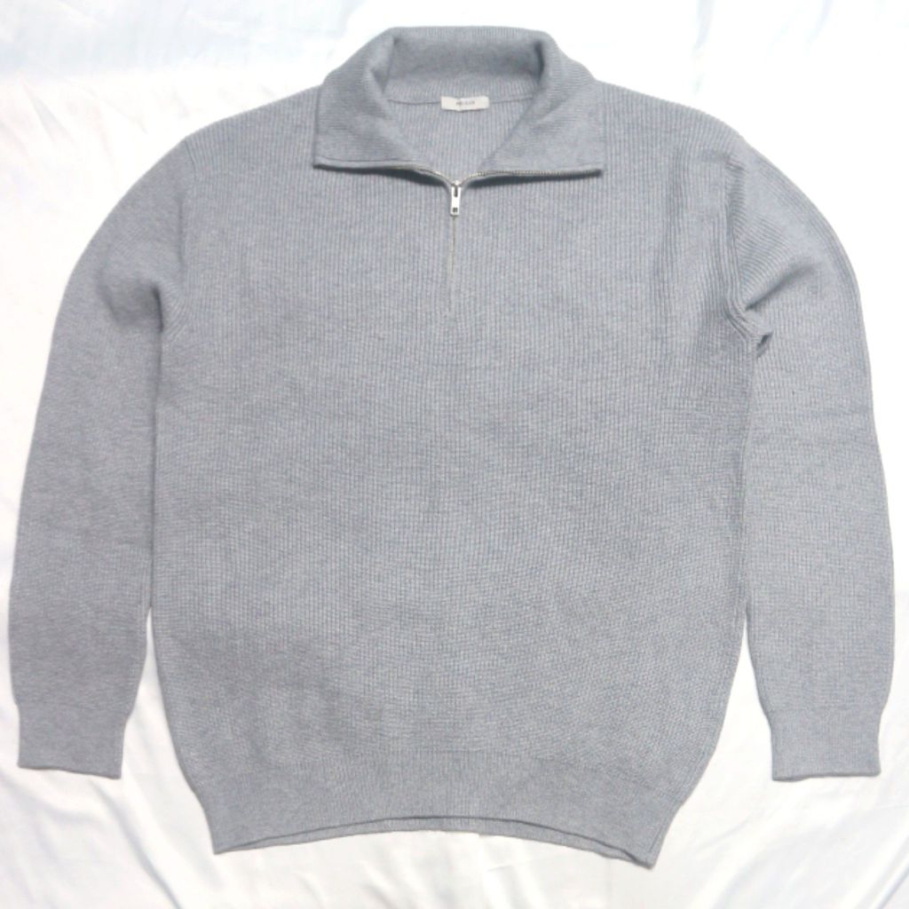 POLHAM Half Zipper Lidi Grey Abu Lembut Bgt Ngestratch Like New Knitwear Sweater Sweatshirt Crewneck
