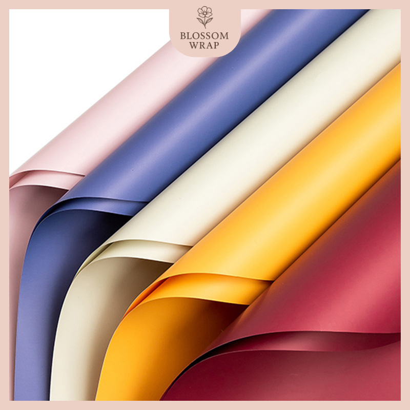 

20 LEMBAR Kertas Buket Motif Polos Wrapping Cellophane Full Color SOLID Ecer Perlembar KB6120