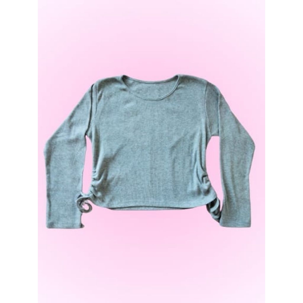 Crop top lengan panjang serut Preloved✨