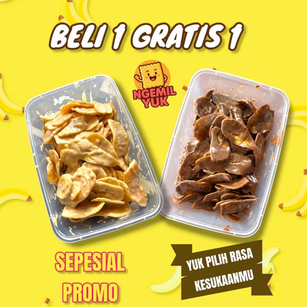 

Per Box Isi 200gr Keripik Pisang Coklat Lumer — Beli 1 Gratis 1Enak & Renyah