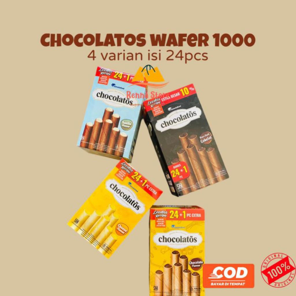 CHOCOLATOS Wafer Roll Cokelat Wafer (1box isi 24pcs)