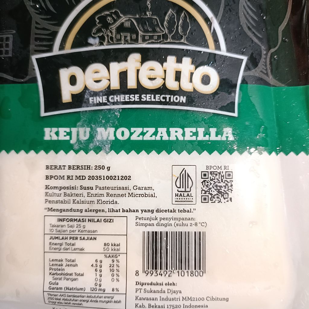 Perfetto Mozarella 250Gr Keju Mozarella / Mozarella Cheese Perfetto 250Gr