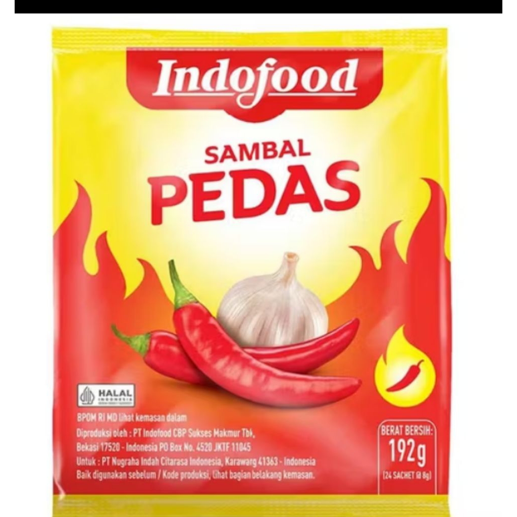 

saos sambal indofood pedas 1 pack isi 24 pcs