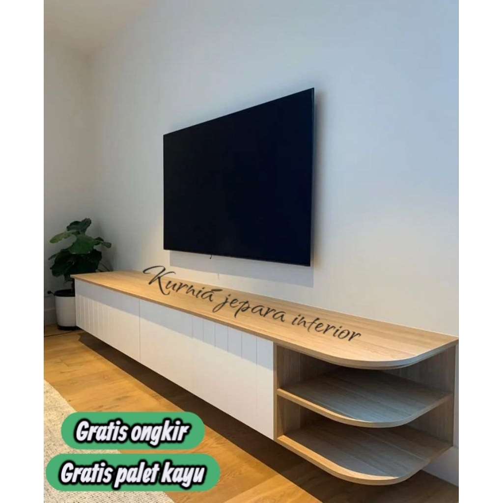 Meja TV Gantung Melengkung Mewah 02 Meja TV Gantung Estetic Meja TV Gantung Minimalis Meja TV Gantun