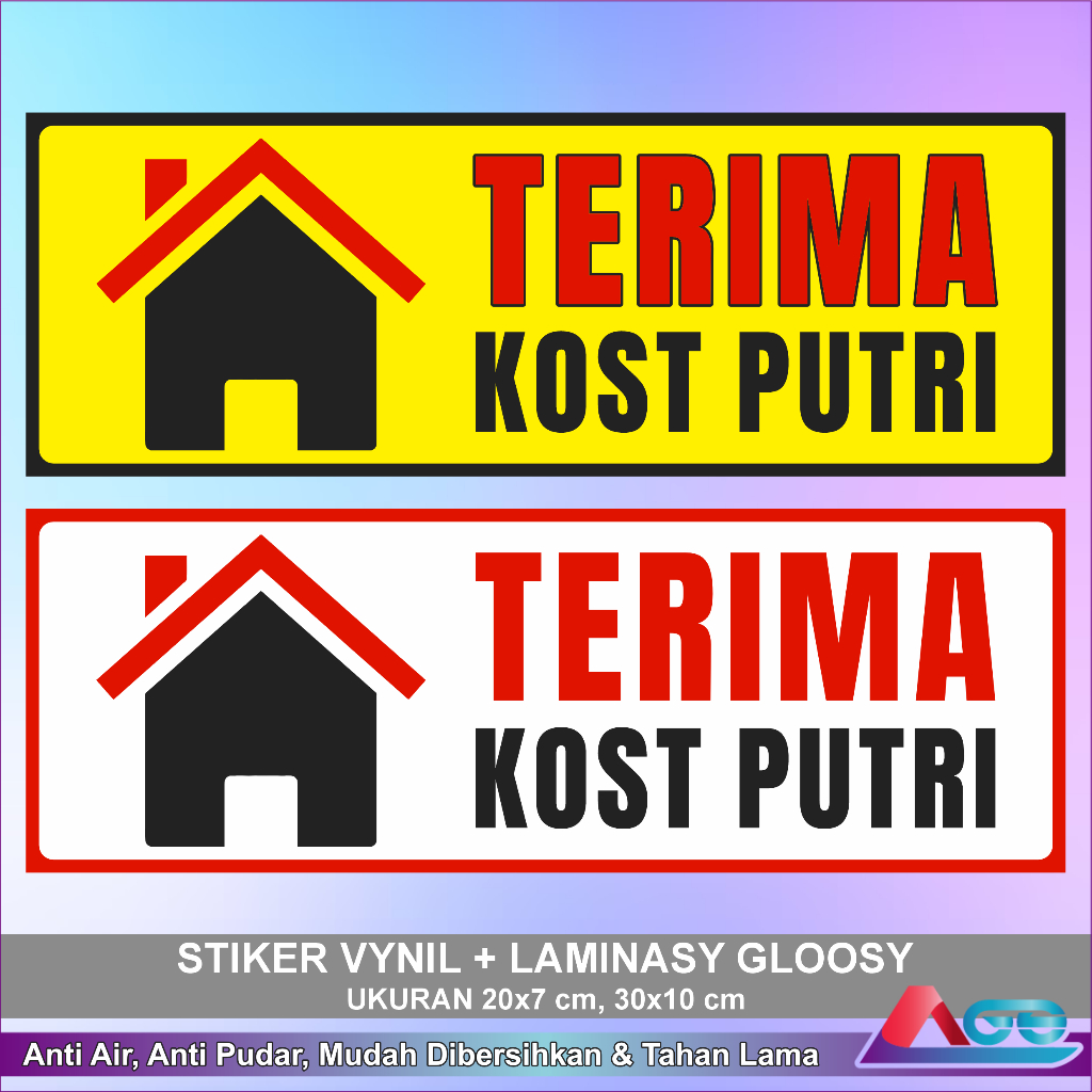

Stiker Vynil Terima Kost Putra Putri Anti Air Laminasi Glossy Sticker Sign Kos-kosan Murah