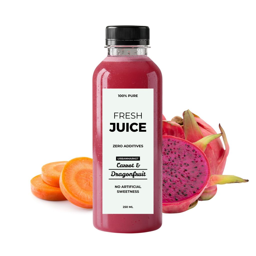 

Jus Buah Naga Wortel SegarCold Pressed 250 ml – 100% Buah Asli, Murni Tanpa Gula Tambahan