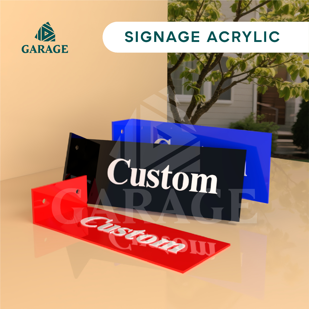 

Acrylic Sign | 8X35CM | Papan Nama Ruangan Baut Dinding/ Papan Nama Ruangan L tempel 2 sisi - GARAGE