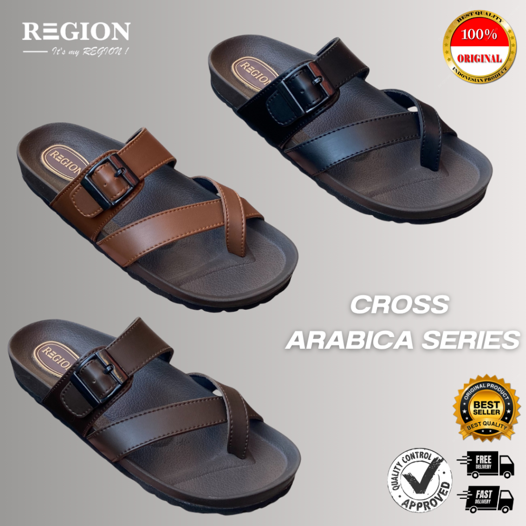 REGION Sandal Pria Region Cross Arabica Series. Sandal Jepit Silang Pria Dewasa. Sandal Jepit Silang