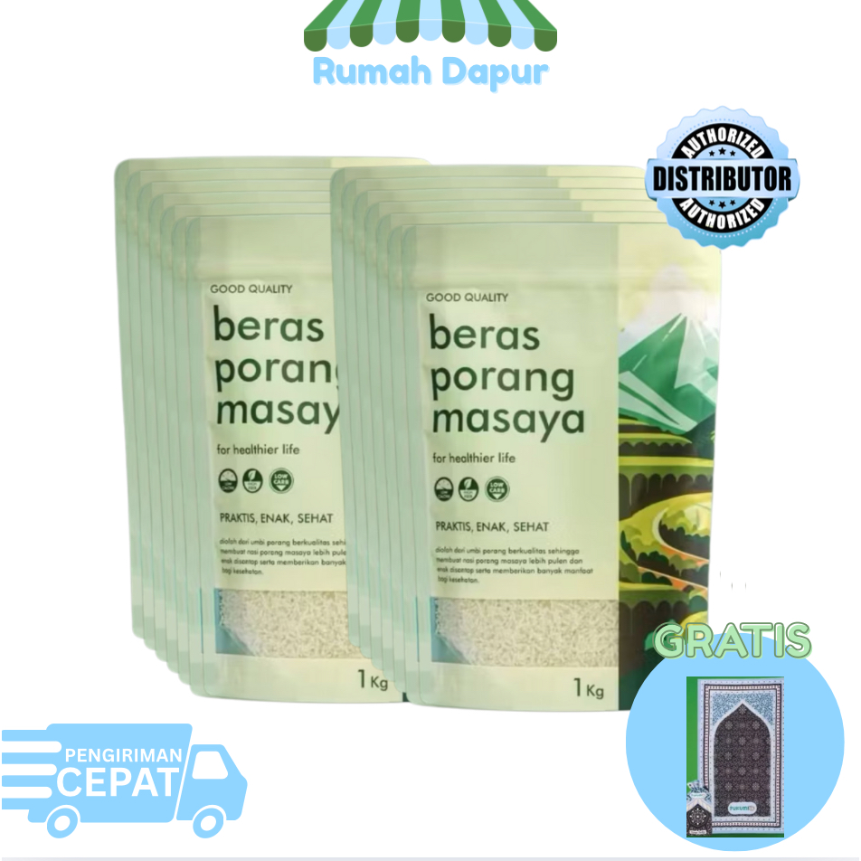 

MASAYA Beras Porang 10kg GRATIS SAJADAH TRAVEL bebas gula rendah karbohidrat